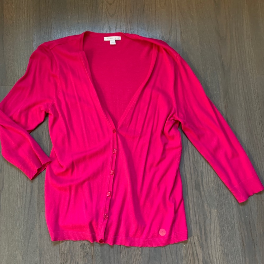 NY & CO Hot Pink Cardigan V Neck Sweater BRAND NEW